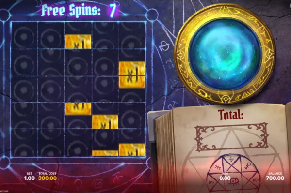 Pantalla de tiradas gratis con la función Magic Orb en What’s Up? Witches