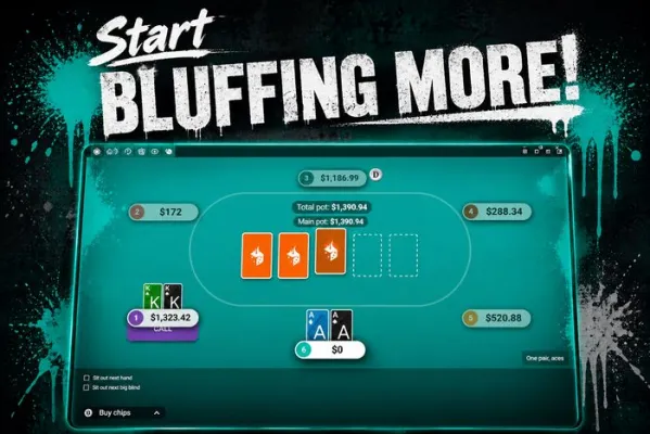 Jugador de póker online aplicando una estrategia de farol durante una mano
