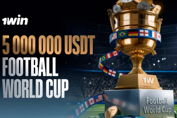 Imagen promocional del torneo de 1win vinculado al Mundial 2026 con premios en USDT