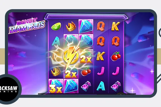 Imagen promocional de la tragamonedas Dandy Diamonds de Hacksaw Gaming