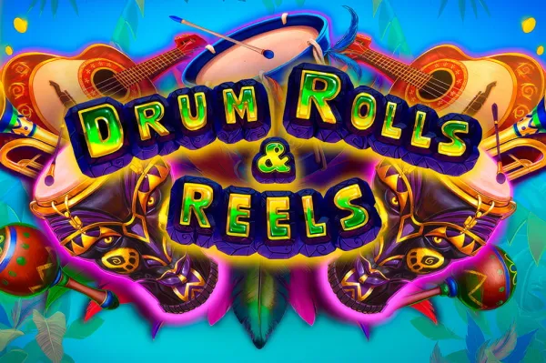 Imagen promocional de la tragamonedas online Drum Rolls & Reels de REEVO, ambientada en el carnaval brasileño