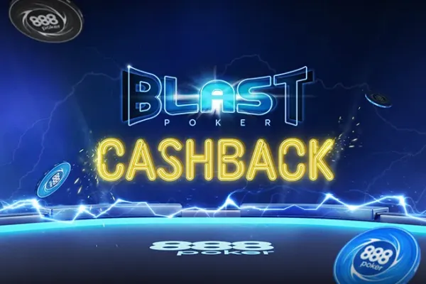 Imagen promocional de la campaña de cashback de torneos BLAST en 888poker