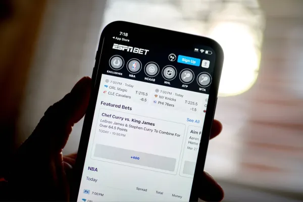 Aplicación de apuestas deportivas ESPN BET mostrada en un teléfono inteligente
